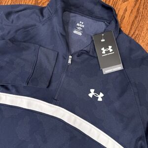NWT Under Armour Infrared 1/4 Zip Pullover Men's‎ L Navy Blue Camo Performance